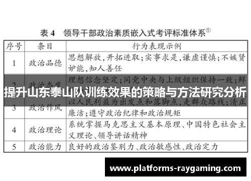 提升山东泰山队训练效果的策略与方法研究分析